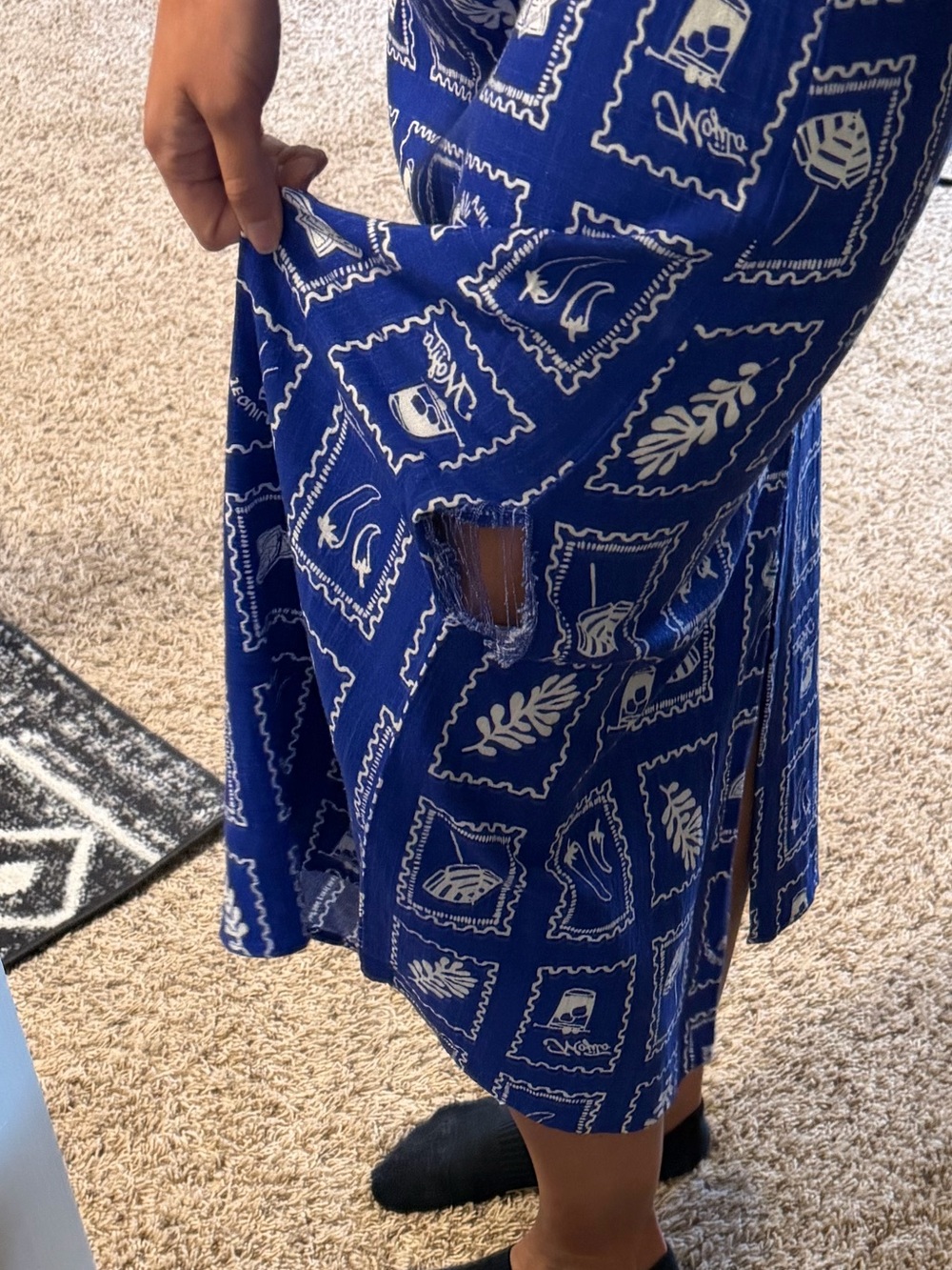 Strapless Blue Printed Maxi Dress - Picture 4 of 4